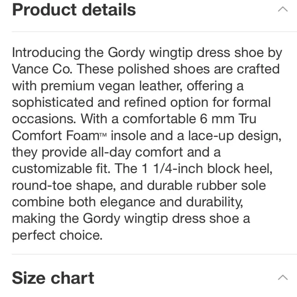 Vance Co. Gordy Tru Comfort Foam Wingtip Lace-up Dress Shoe, Black 10.5 new
